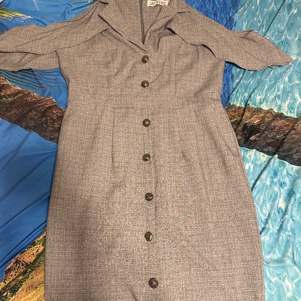 Retro gray plaid dress